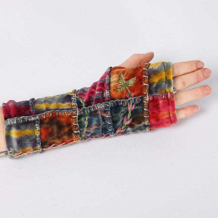 Velvet Patchwork Wrist Warmers