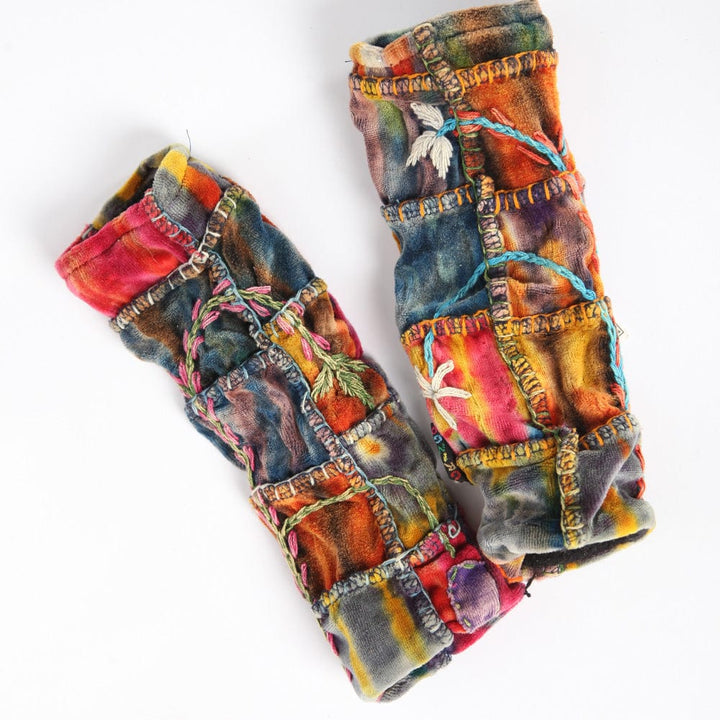 Velvet Patchwork Wrist Warmers