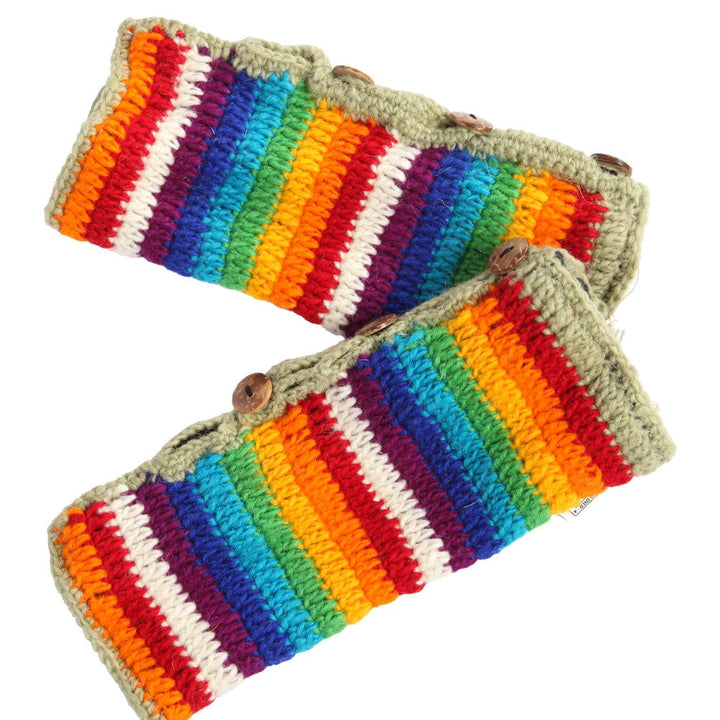 Knitted Rainbow Wrist Warmers
