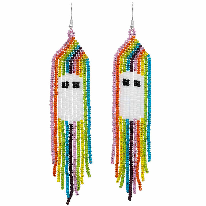 Tassel Glass Bead Ghost Earrings