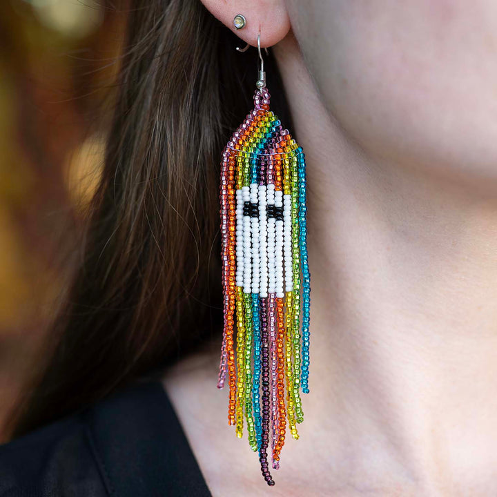 Tassel Glass Bead Ghost Earrings