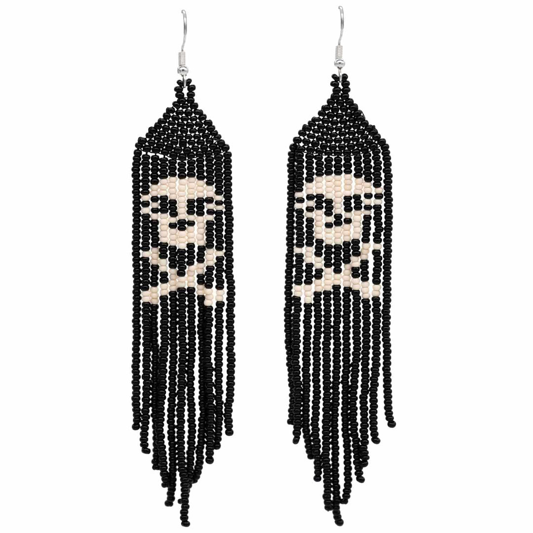 Tassel Glass Bead Skeleton Earrings