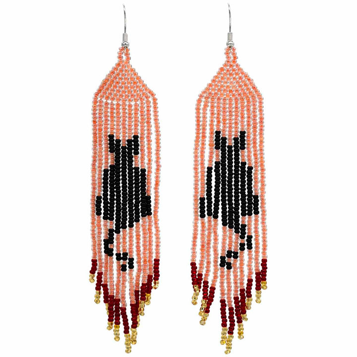 Tassel Glass Bead Black Cat Earrings