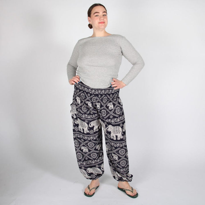 Plus Size Thai Elephant Print Harem Trousers