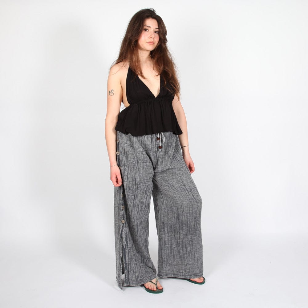 Wide Leg Button Through Pants