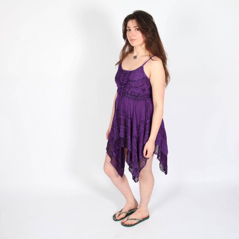 Embroidered Mini Handkerchief Dress