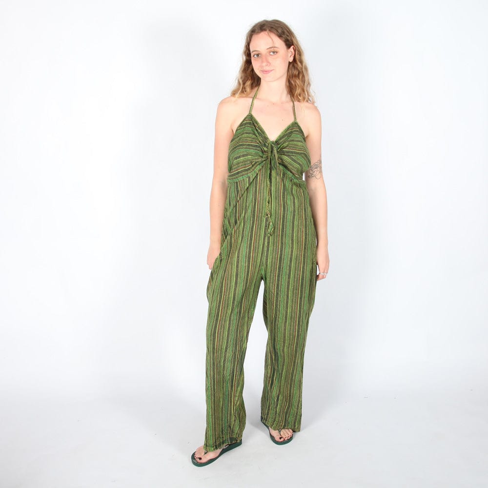 Stripe Cotton Halter Jumpsuit