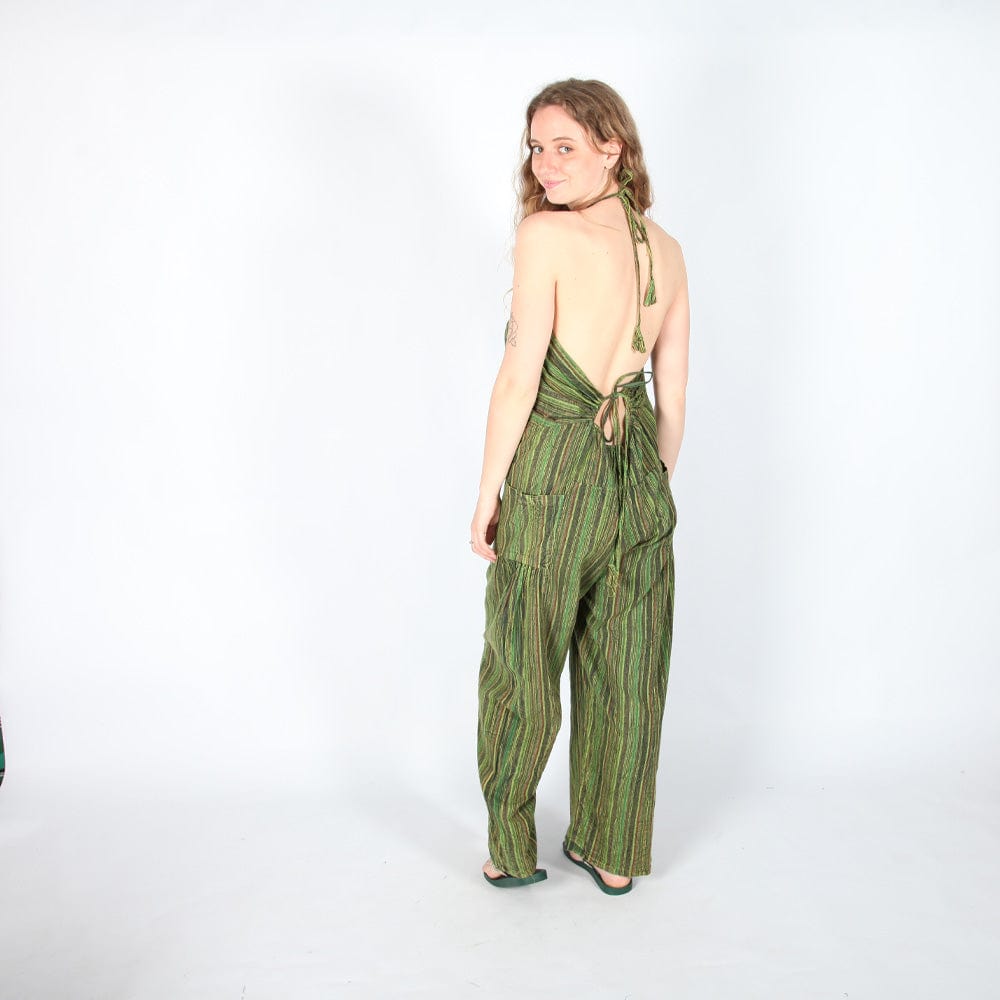 Stripe Cotton Halter Jumpsuit