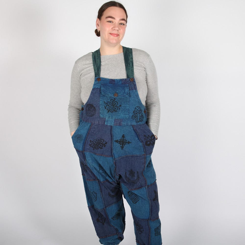 Cotton Patchwork Dungarees