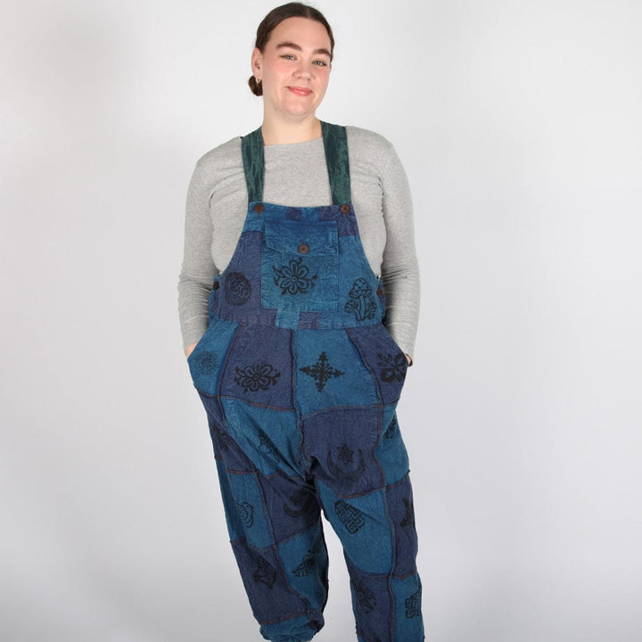 Cotton Patchwork Dungarees