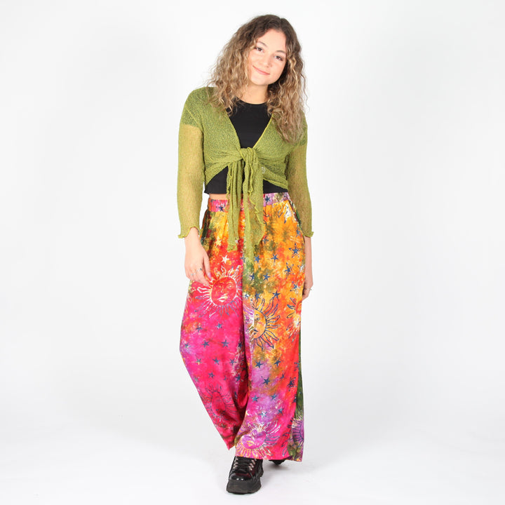 Tie Dye & Printed Cropped Trousers