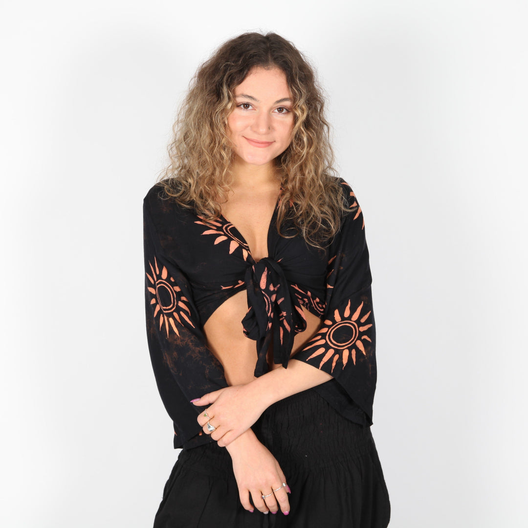 Batik Sun Pattern Wrap Top