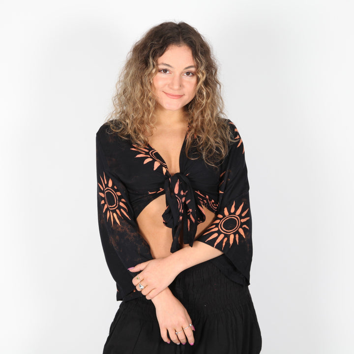 Batik Sun Pattern Wrap Top