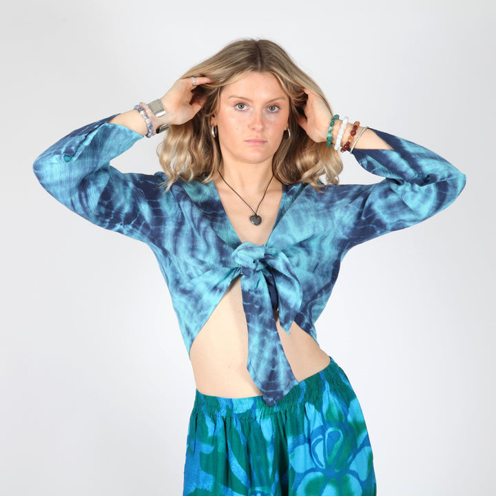 Tie Dye Crepe Wrap Top
