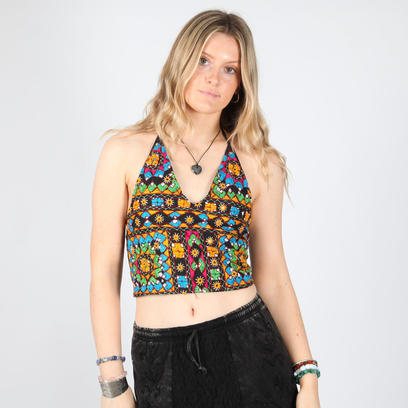Embroidered Halter neck Top