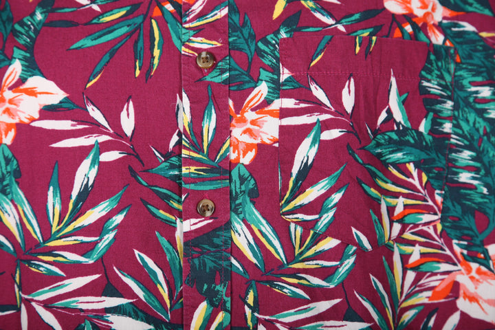 Vintage Maroon Floral Short Sleeve Shirt