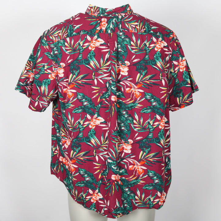 Vintage Maroon Floral Short Sleeve Shirt
