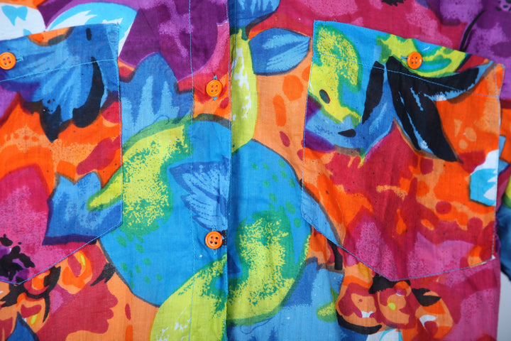 Vintage Bright Patterned Short Sleeve Shirt