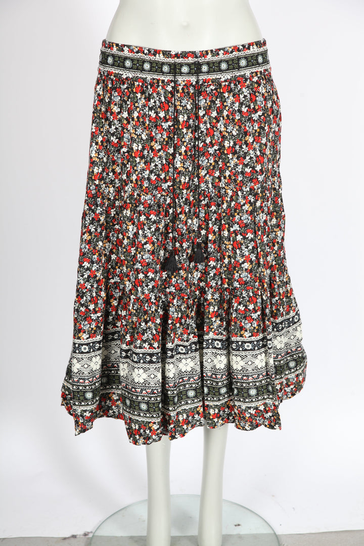 Vintage Flowery Midi Skirt