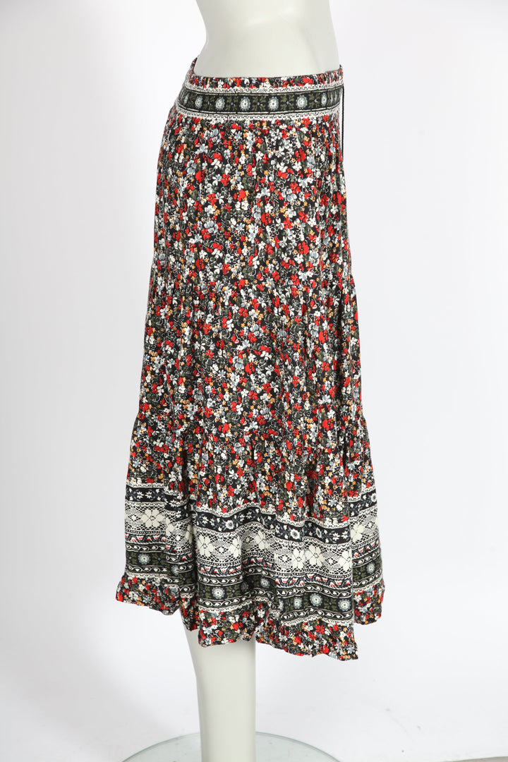 Vintage Flowery Midi Skirt