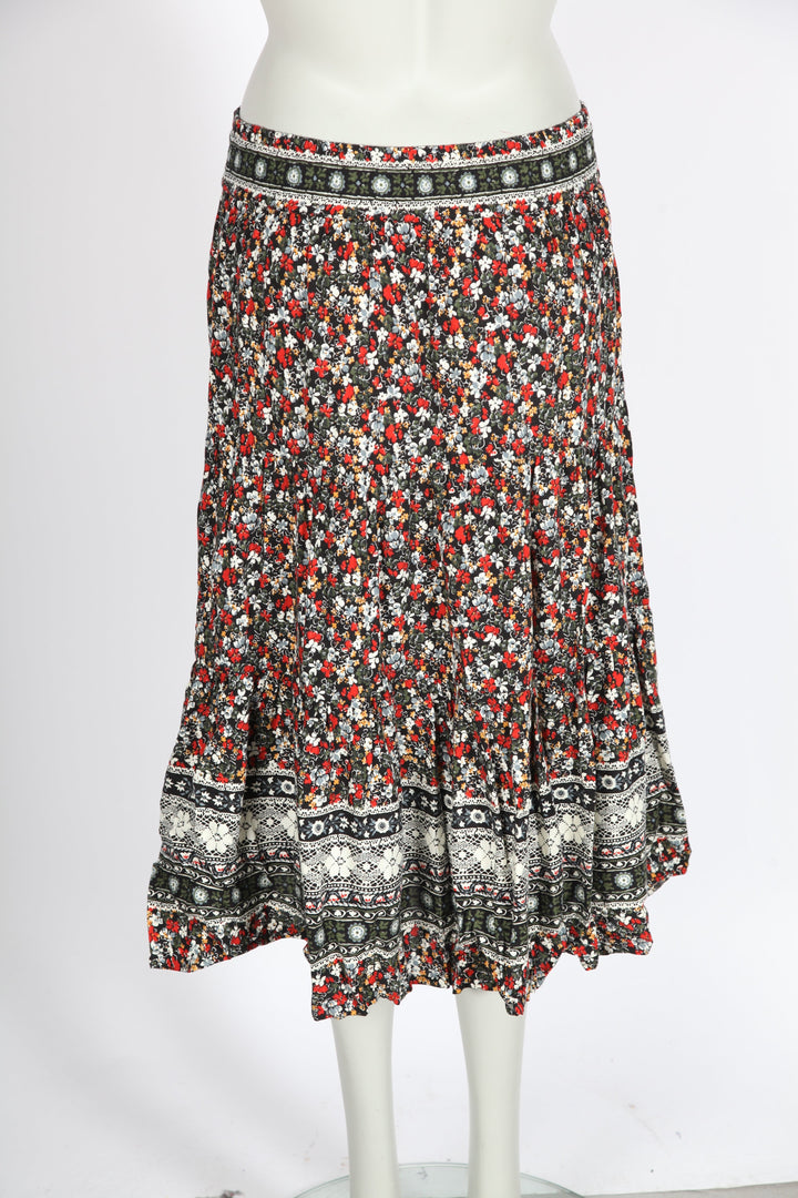 Vintage Flowery Midi Skirt