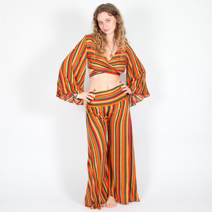Rainbow Stripe Wrap Top