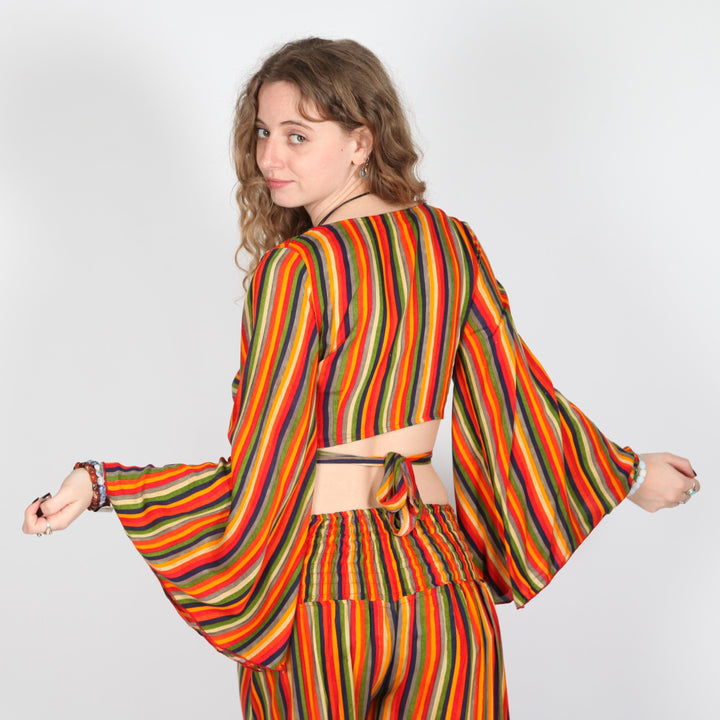 Rainbow Stripe Wrap Top