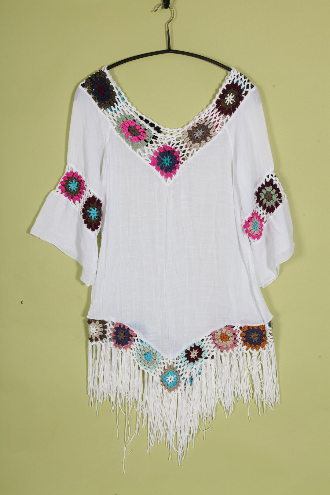 Vintage Cover Up Crochet Tassel Top