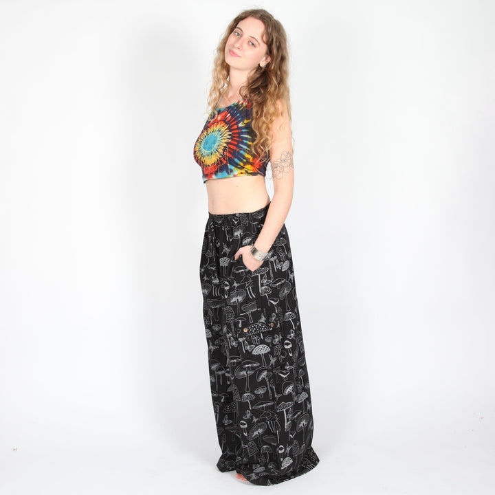 Mushroom Print Wide Leg Cargo Trousers
