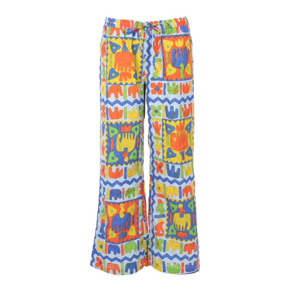 Abstract Block Print Elephant Trousers