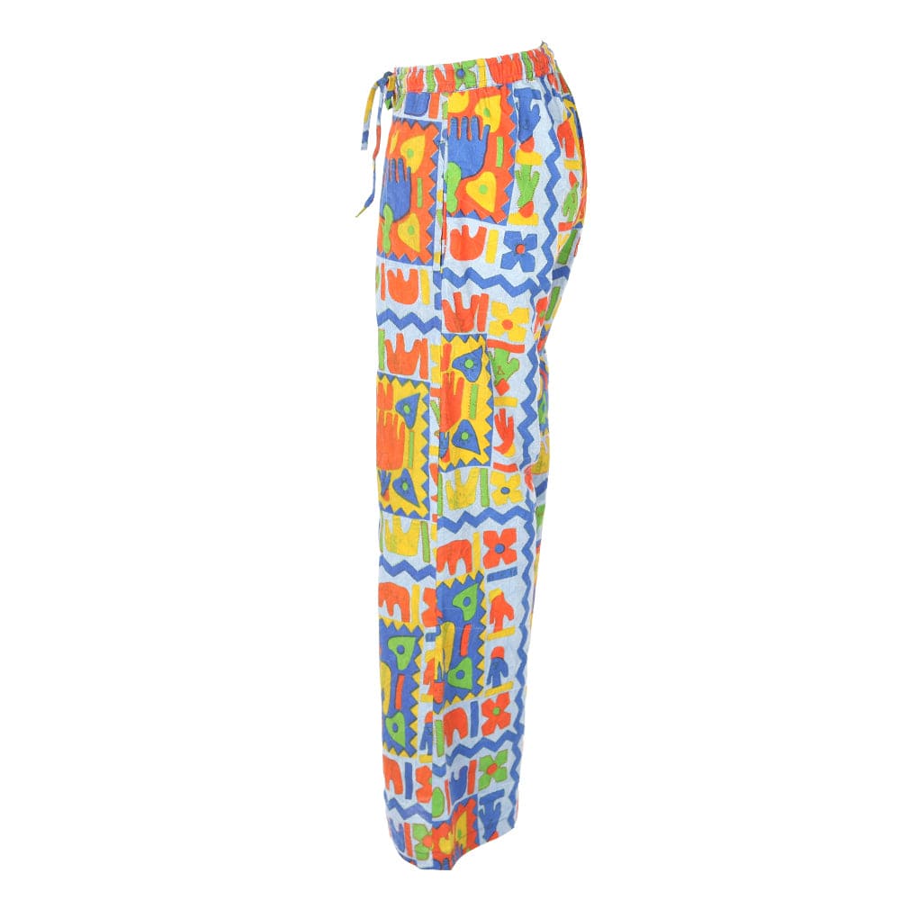 Abstract Block Print Elephant Trousers
