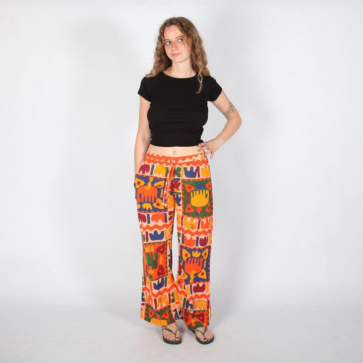 Abstract Block Print Elephant Trousers