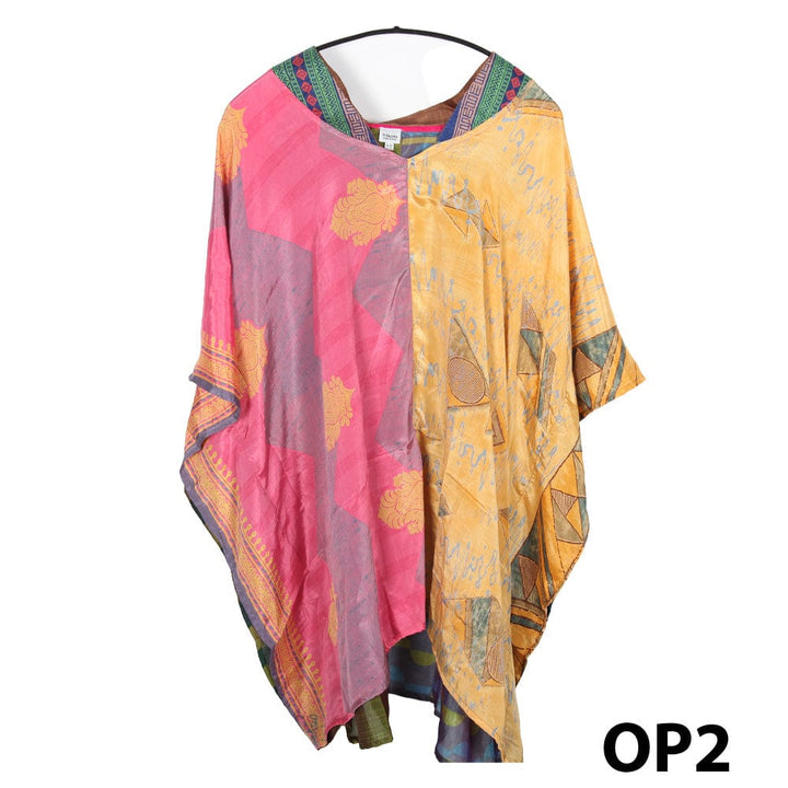 Upcycled Sari Kaftan Top