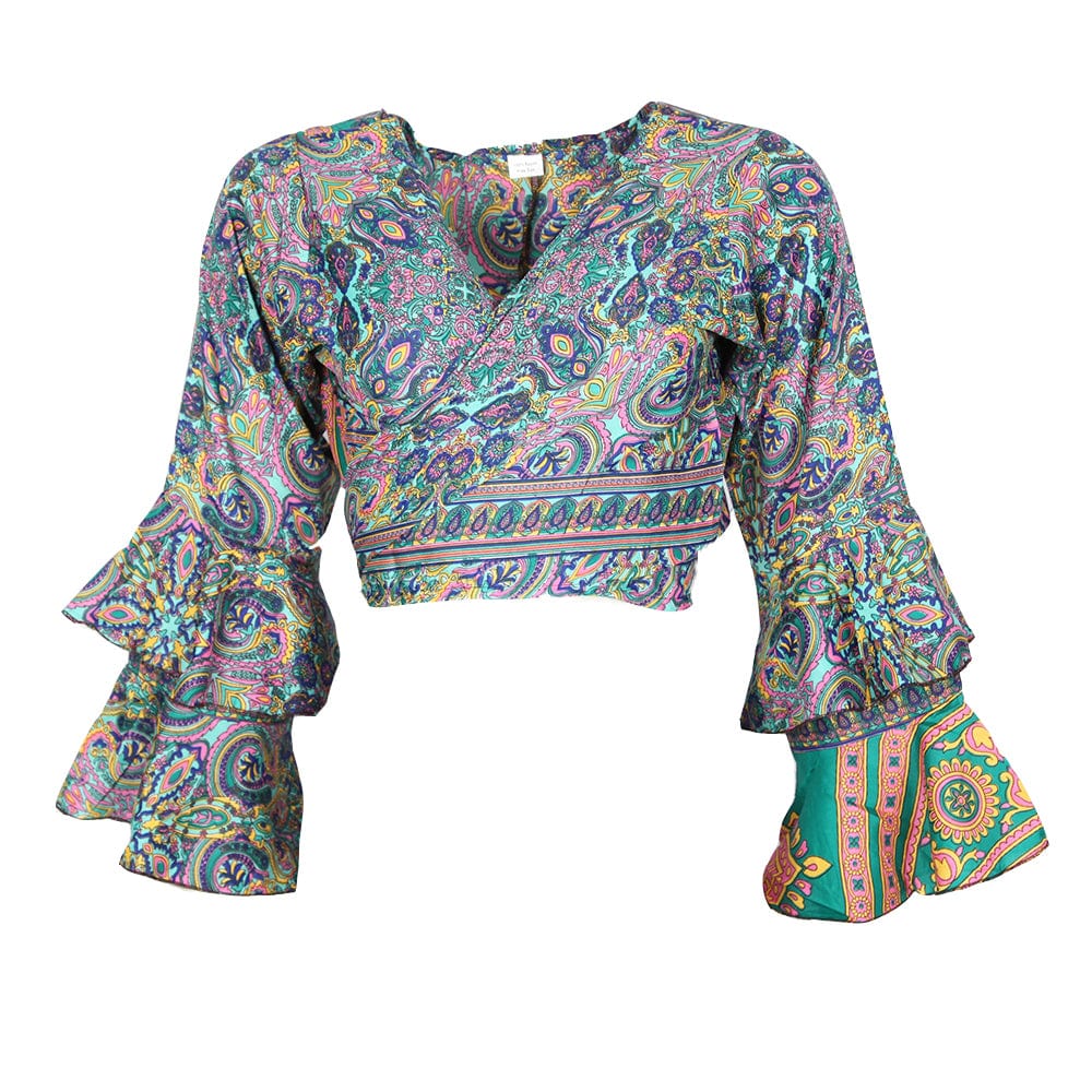 Paisley Bell Sleeve Wrap Top