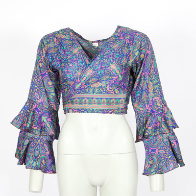 Paisley Bell Sleeve Wrap Top