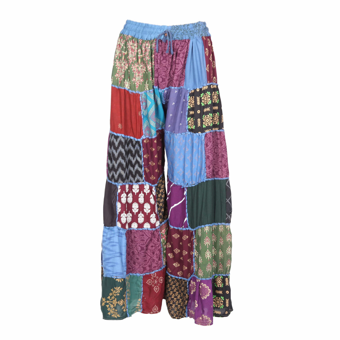 Tiered Patchwork Wide Leg Trousers