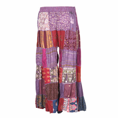 Tiered Patchwork Wide Leg Trousers
