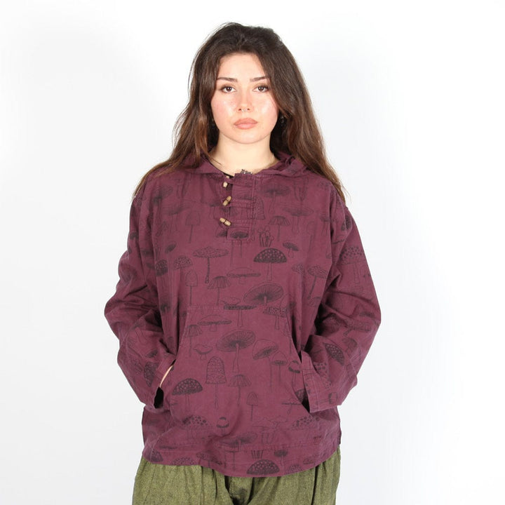 Stonewashed Mushroom Hooded Top