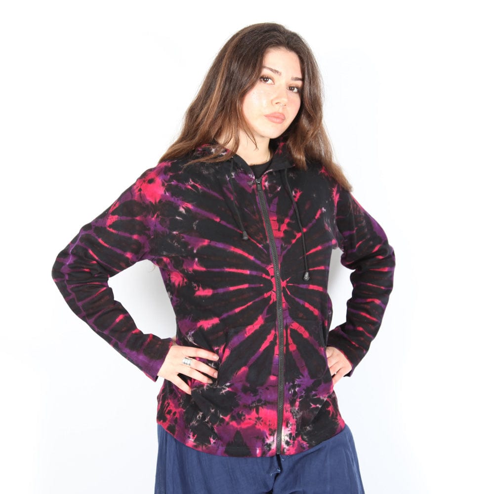 Plus Size Tie Dye Zip Through Hoodie