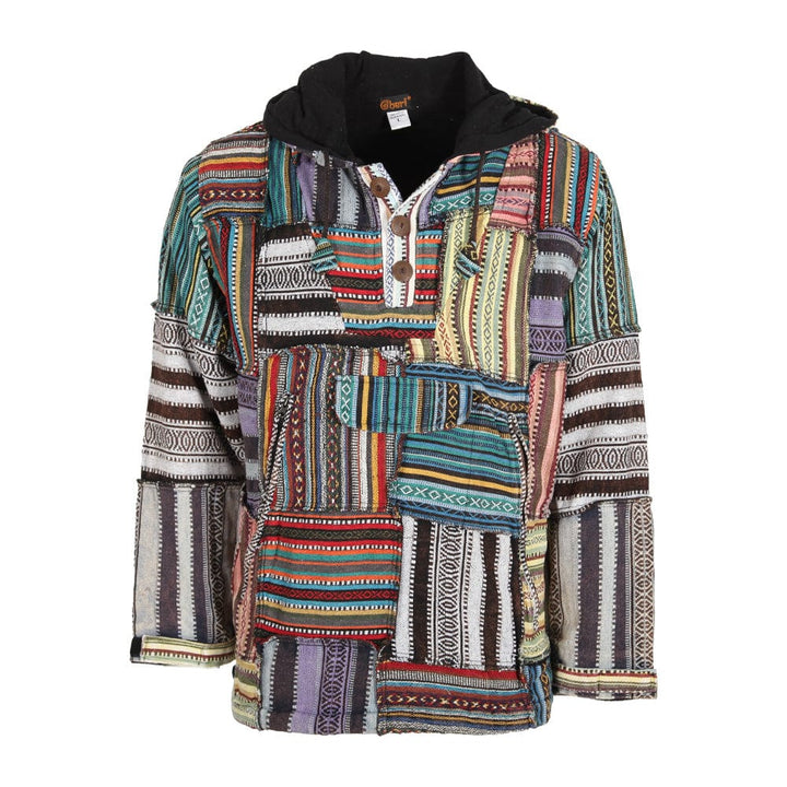 Fleece Lined Gheri Patchwork Hoodie