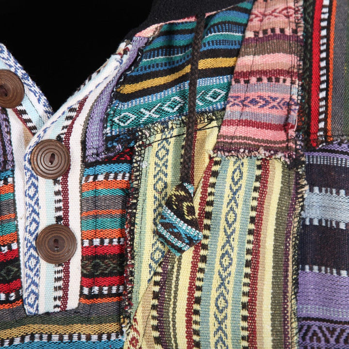 Fleece Lined Gheri Patchwork Hoodie