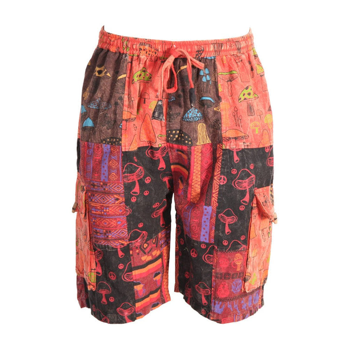 Patchwork Mushroom Print Cargo Shorts