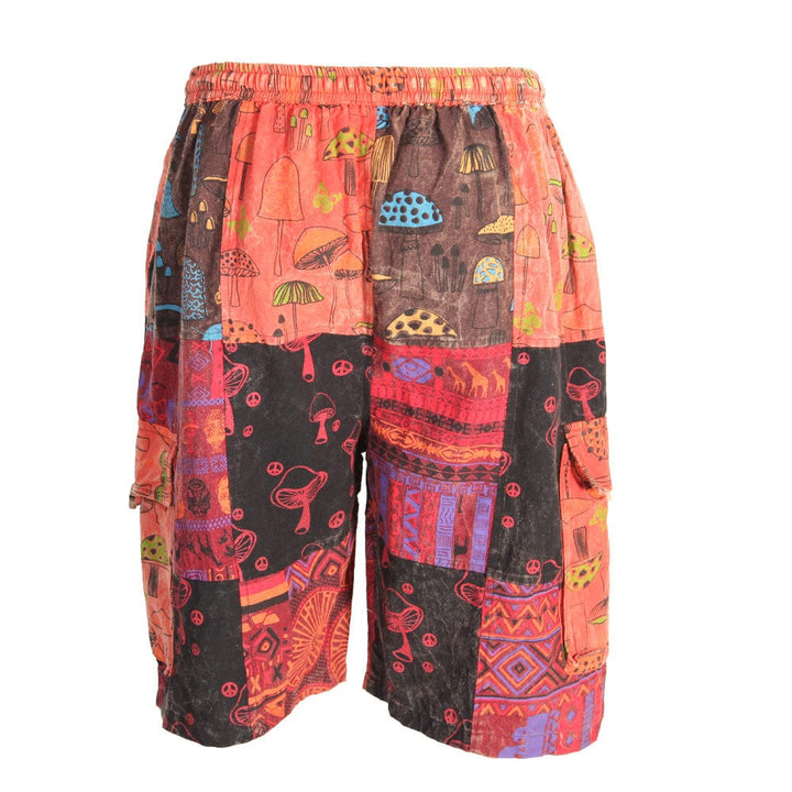 Patchwork Mushroom Print Cargo Shorts