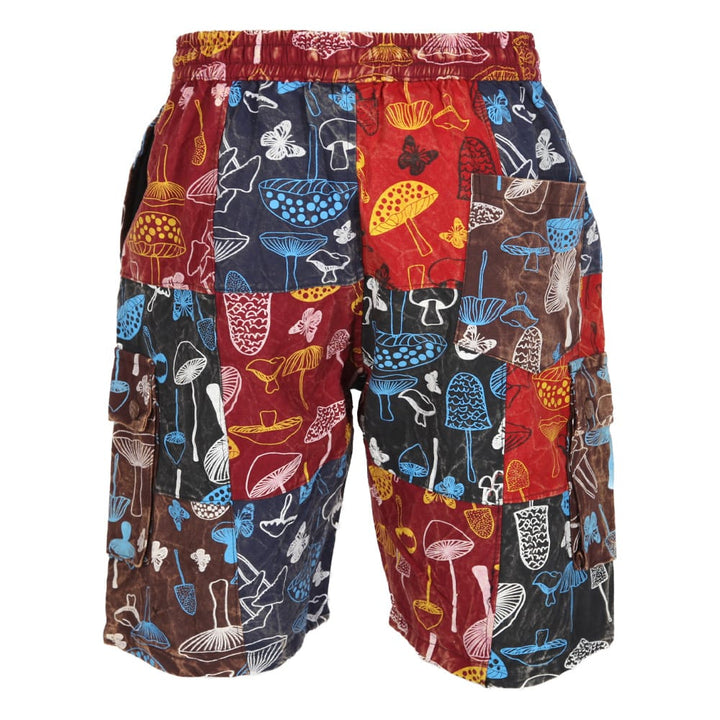 Patchwork Mushroom Print Cargo Shorts
