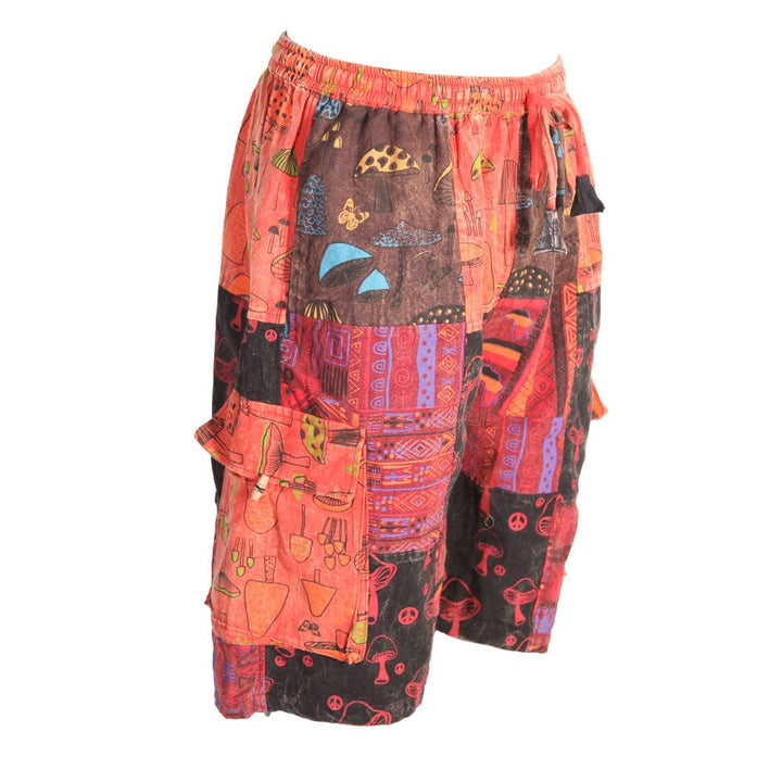 Patchwork Mushroom Print Cargo Shorts