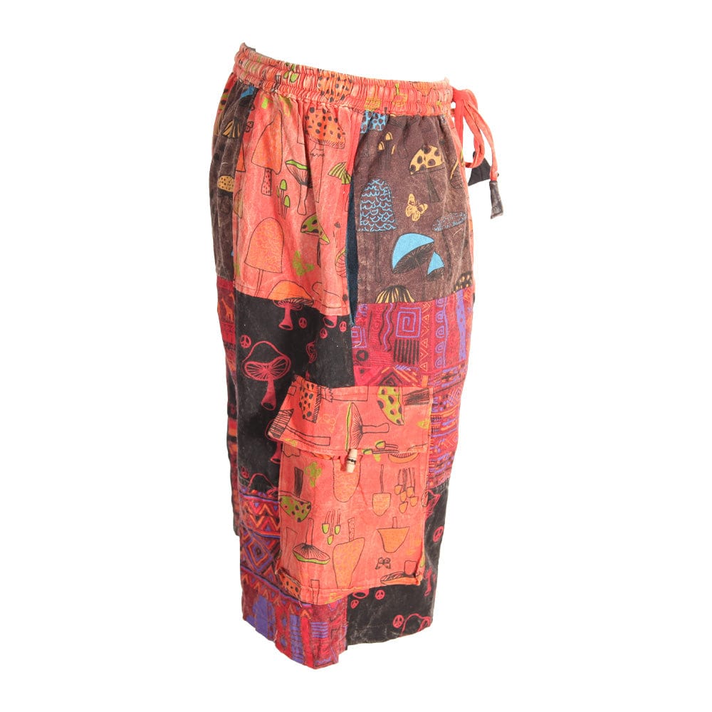 Patchwork Mushroom Print Cargo Shorts
