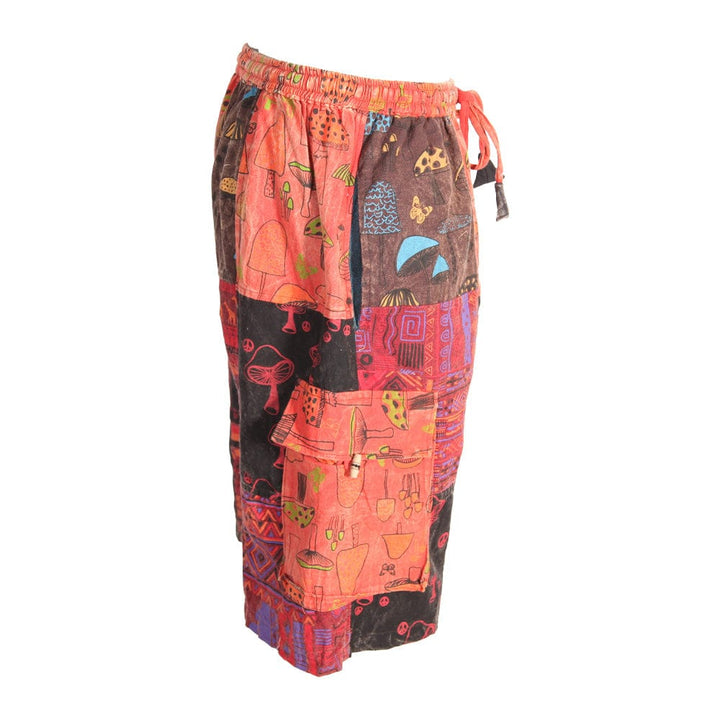 Patchwork Mushroom Print Cargo Shorts