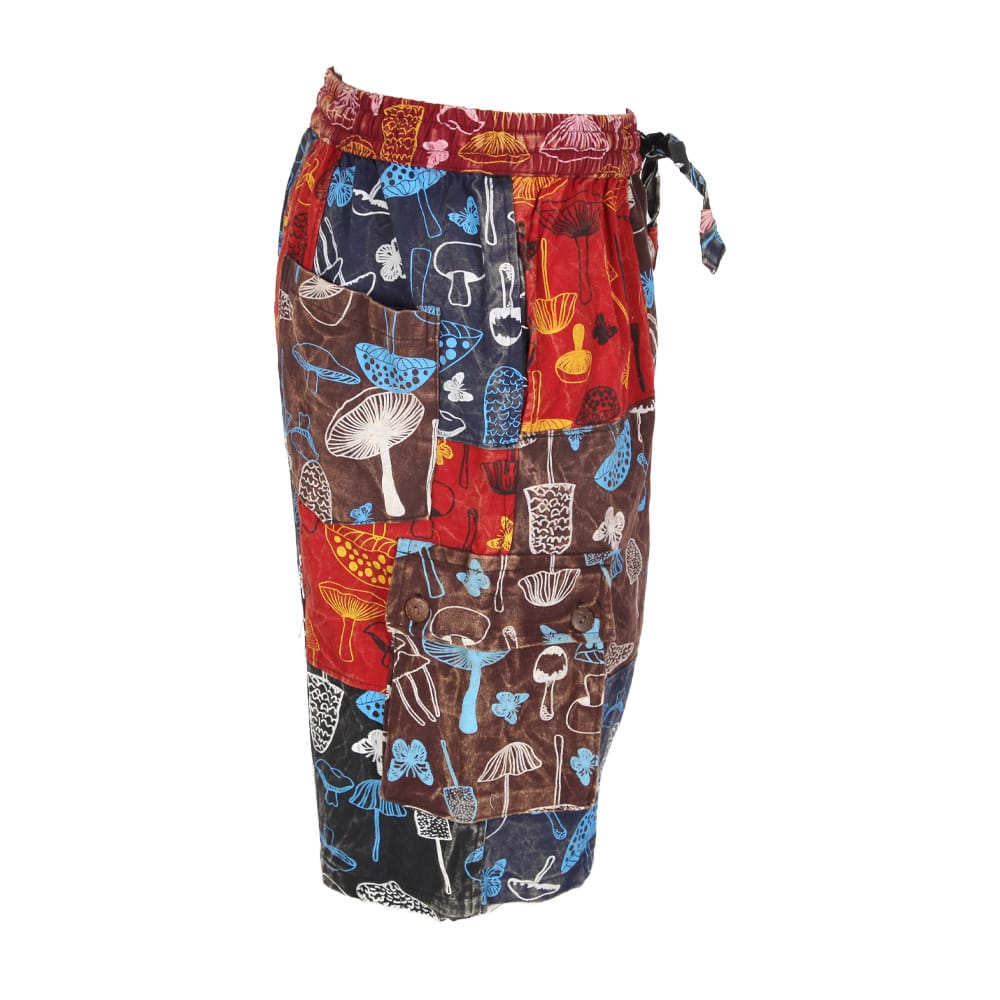 Patchwork Mushroom Print Cargo Shorts