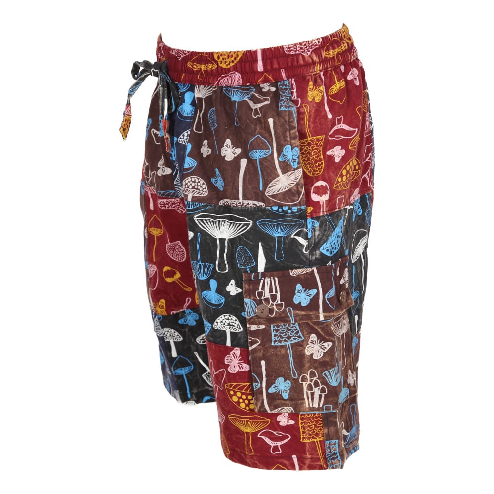Patchwork Mushroom Print Cargo Shorts