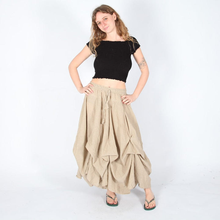Ruffle Balloon Midi Skirt